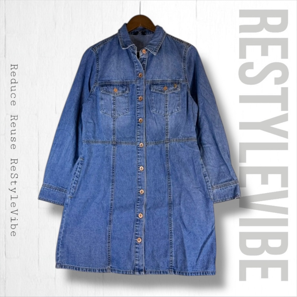FRYE Women’s Size M Dress Mini Length Denim Jean Button Front Pockets Western